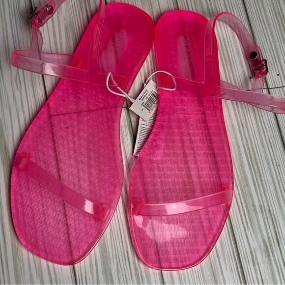 Old Navy Girl's Jelly  Neon Pink Ankle Strap Flat Summer Sandals   Sz 5  NWT - Picture 9 of 9